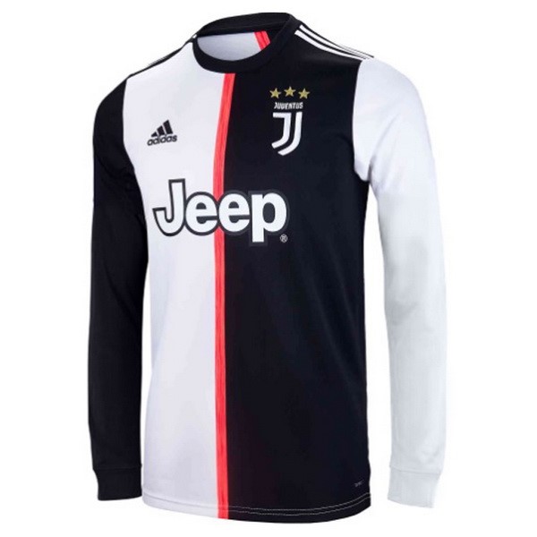 Camiseta Juventus Replica Primera Ropa ML 2019/20 Blanco Negro